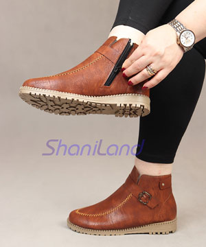 نیم بوت بغل زیپ چرمی کد 2199