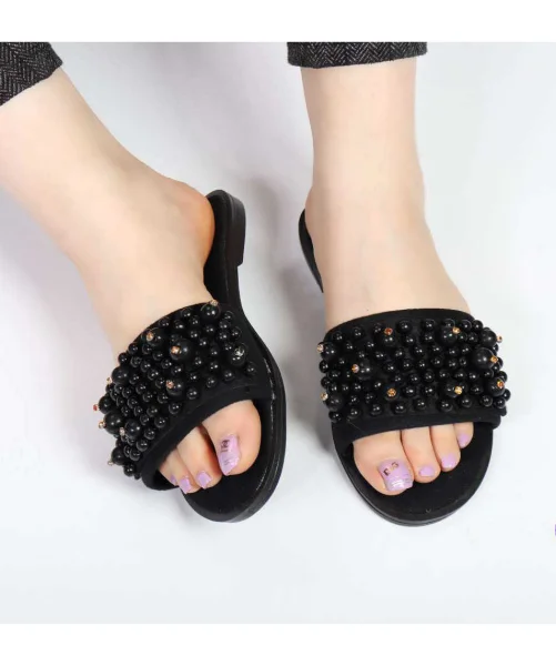 صندل مرواریدی مشکی کد 26348