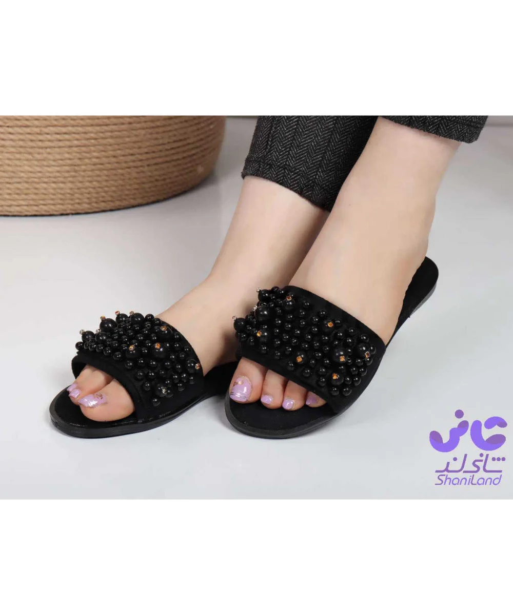 صندل مرواریدی مشکی کد 26348