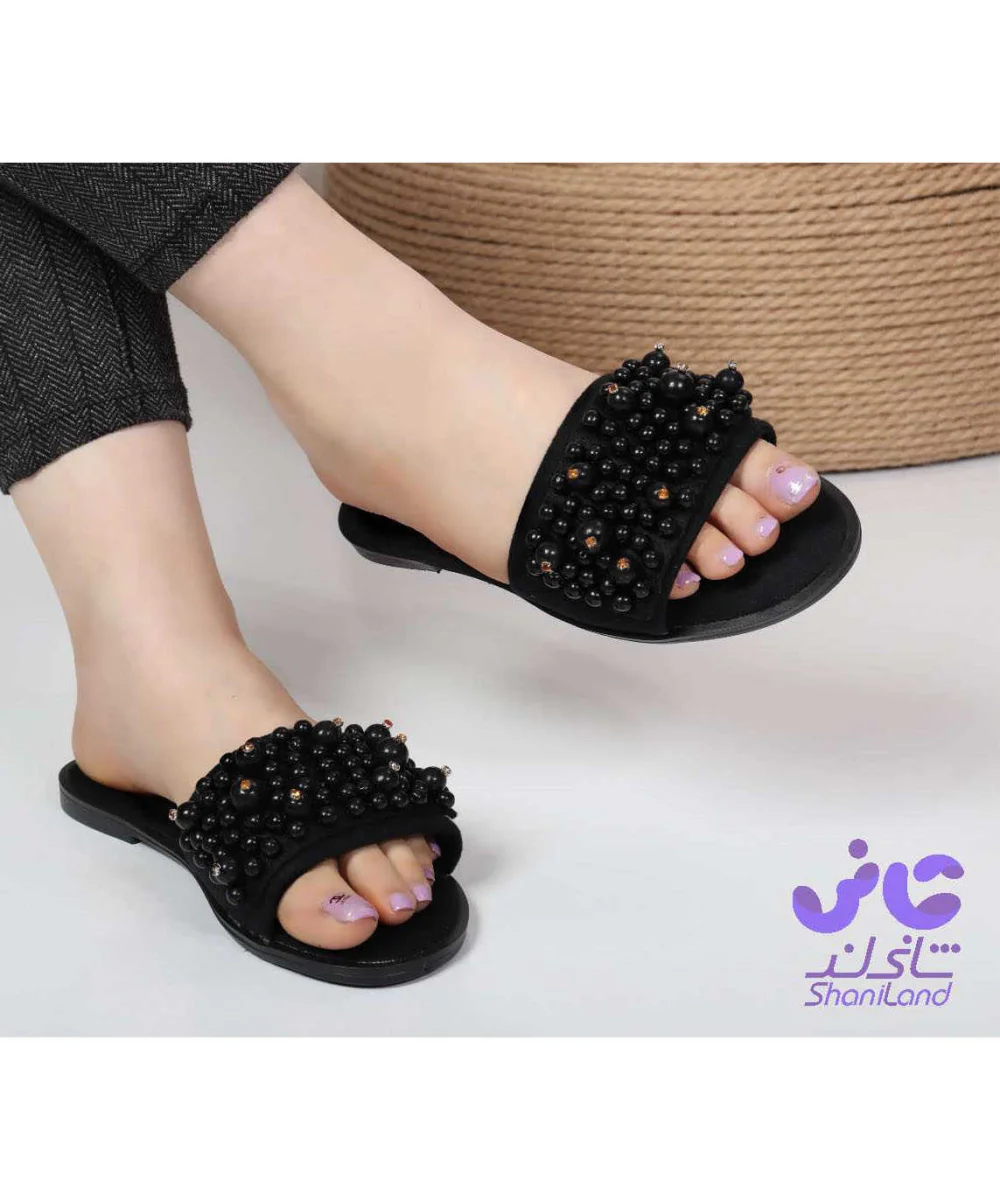 صندل مرواریدی مشکی کد 26348