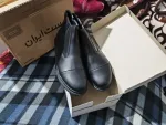 نیم بوت مردانه مشکی چرم مصنوعی (مدل زیپ‌دار)  306