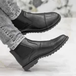 نیم بوت چلسی مردانه مشکی چرم مصنوعی کد 307