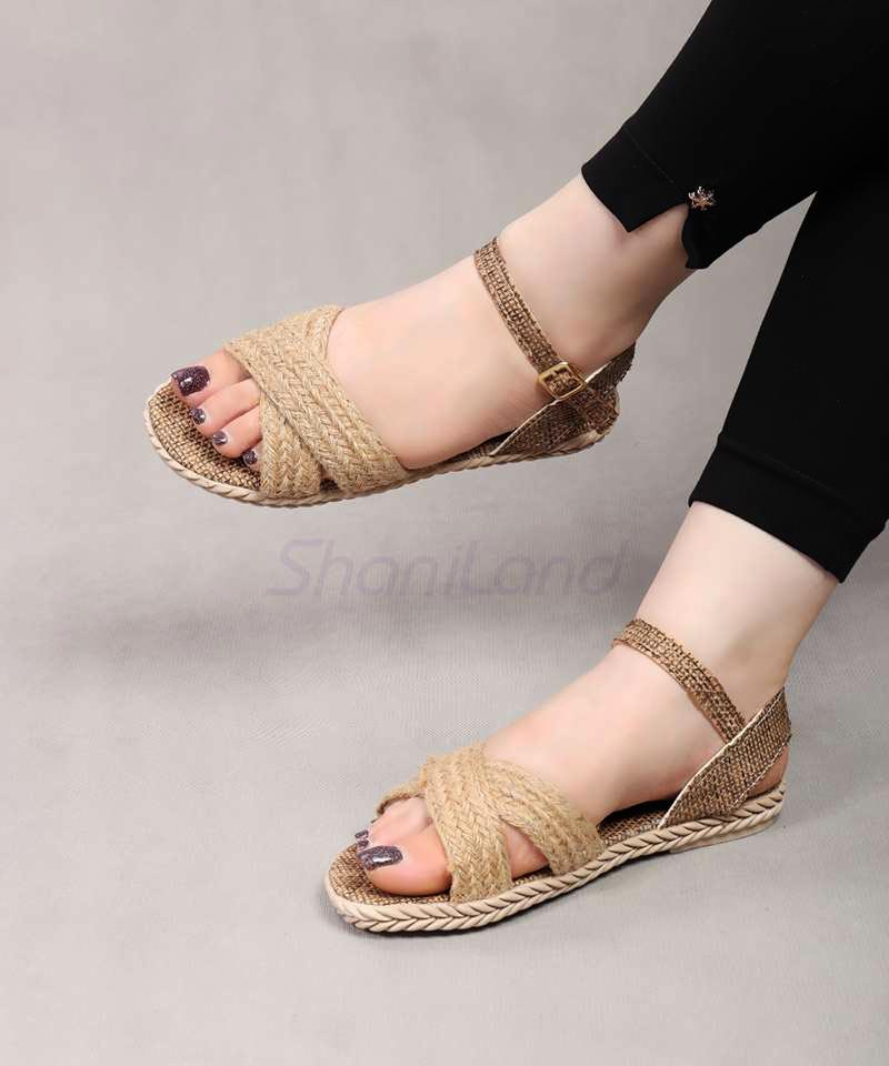 صندل تابستانه کنفی ضربدری کد 2594