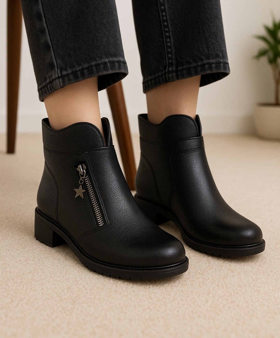 نیم بوت چرم سوگو بغل زیپ کد 2159