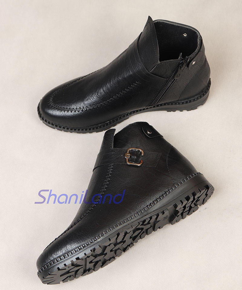 نیم بوت بغل زیپ چرمی کد 2199